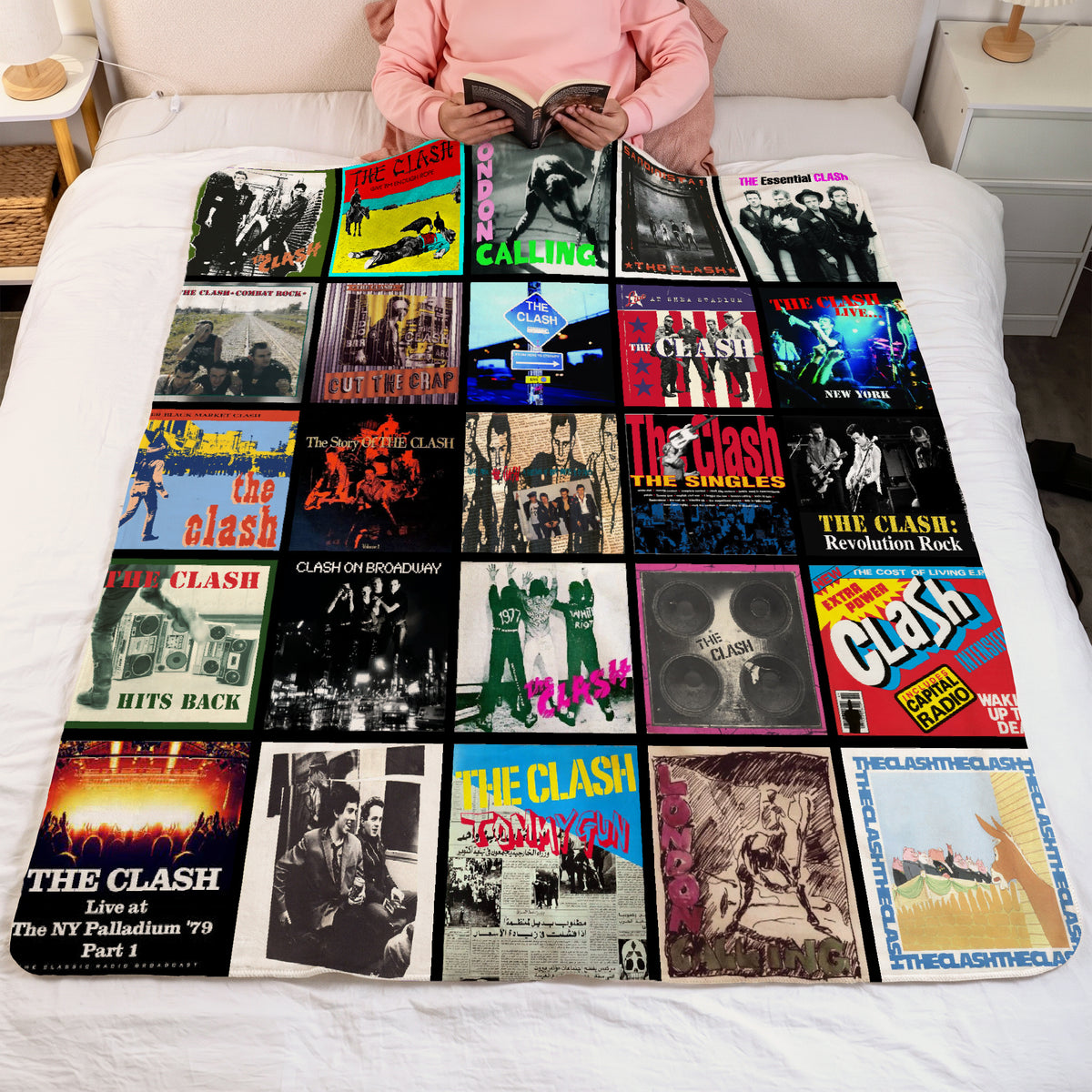 The Clash Albums Collage Sherpa Blanket - Punk Rock Warmth Wrapped in Iconic Album Art