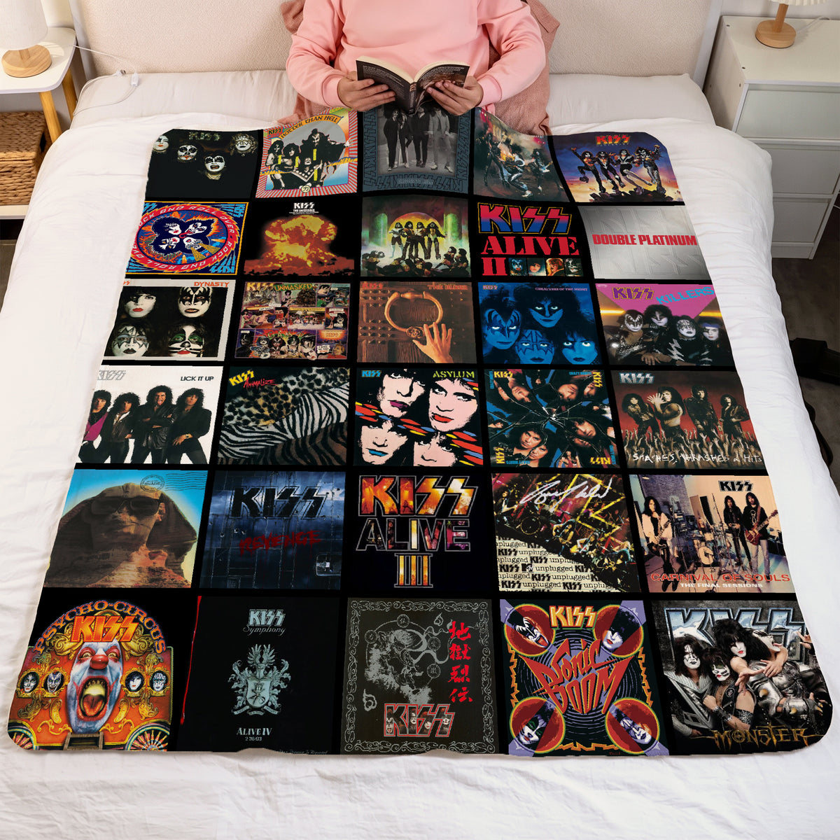 KISS Classics Albums Collage Sherpa Blanket - Unique Gift for Music Fans