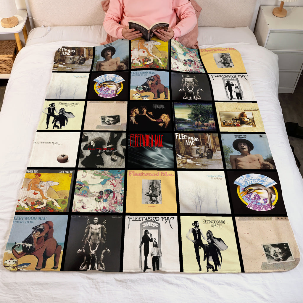 Fleetwood Mac Albums Collage Sherpa Blanket - Unique Gift for Music Fans