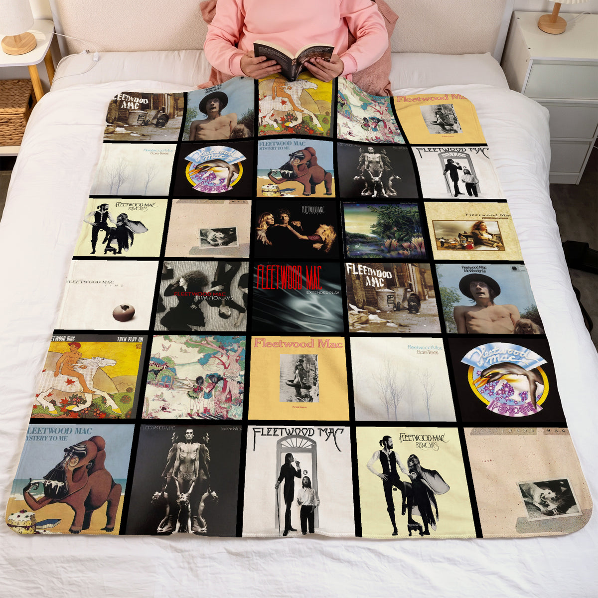 Fleetwood Mac Albums Collage Sherpa Blanket - Unique Gift for Music Fans