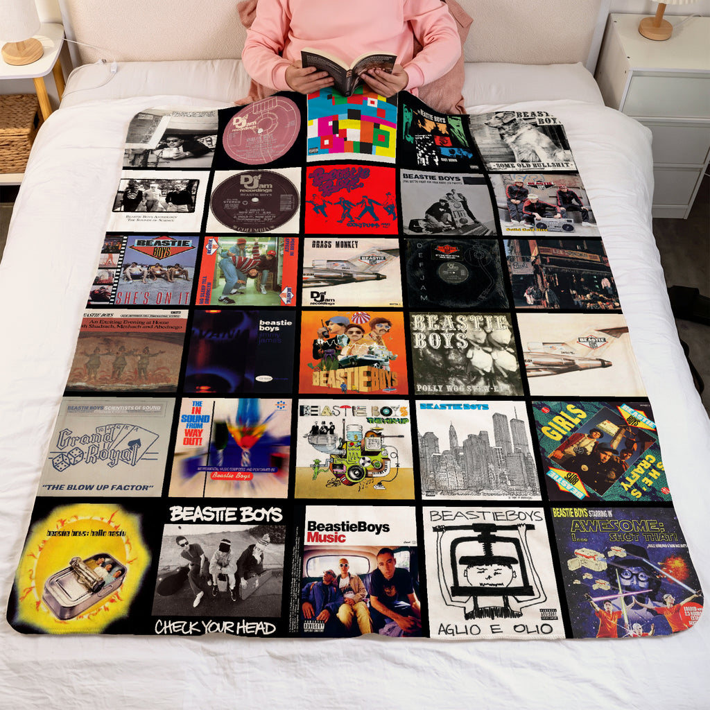 Beastie Boys Albums Collage Sherpa Blanket - Hip-Hop & Punk Fusion Warmth Wrapped in Iconic Album Art