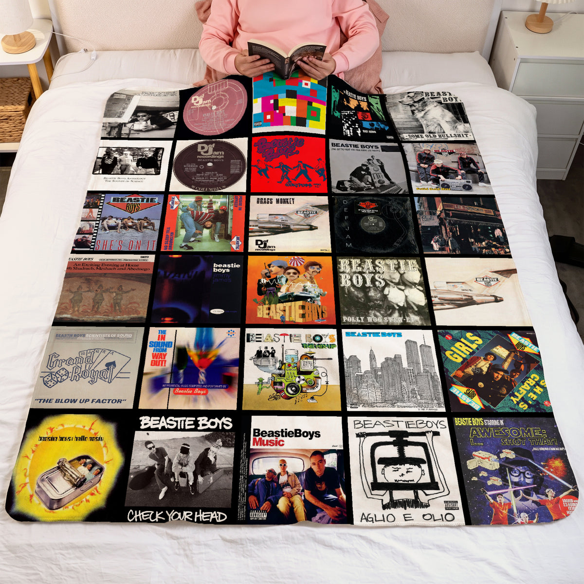 Beastie Boys Albums Collage Sherpa Blanket - Hip-Hop & Punk Fusion Warmth Wrapped in Iconic Album Art