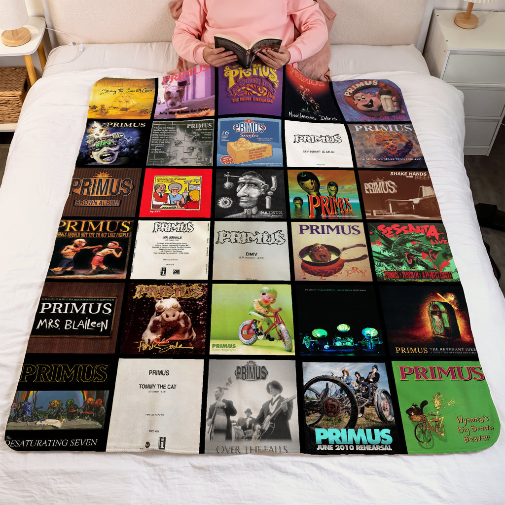 Primus Albums Collage Sherpa Blanket - A Wild, Comfort-Packed Tribute for True Fans