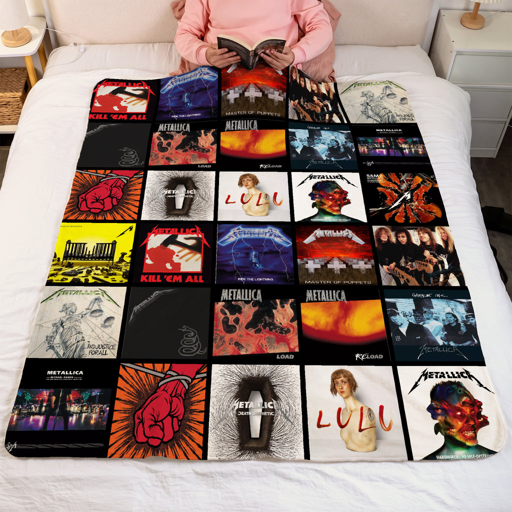 Metallica Albums Collage Sherpa Blanket - Unique Gift for Music Fans