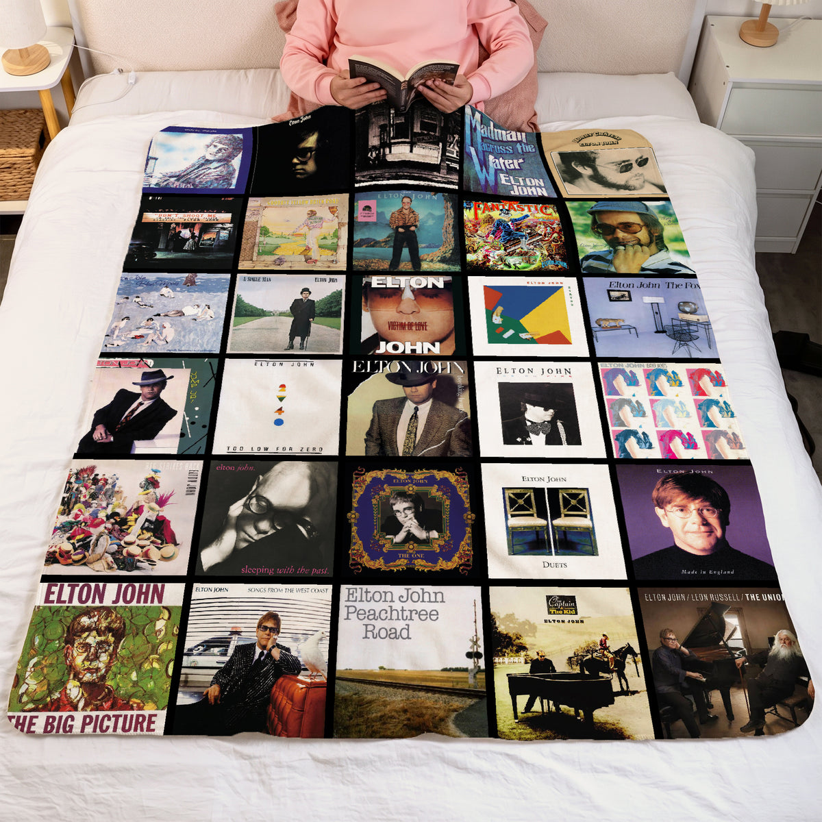 Elton John Albums Collage Sherpa Blanket - A Unique Christmas Find for All Rocket Man's Fans