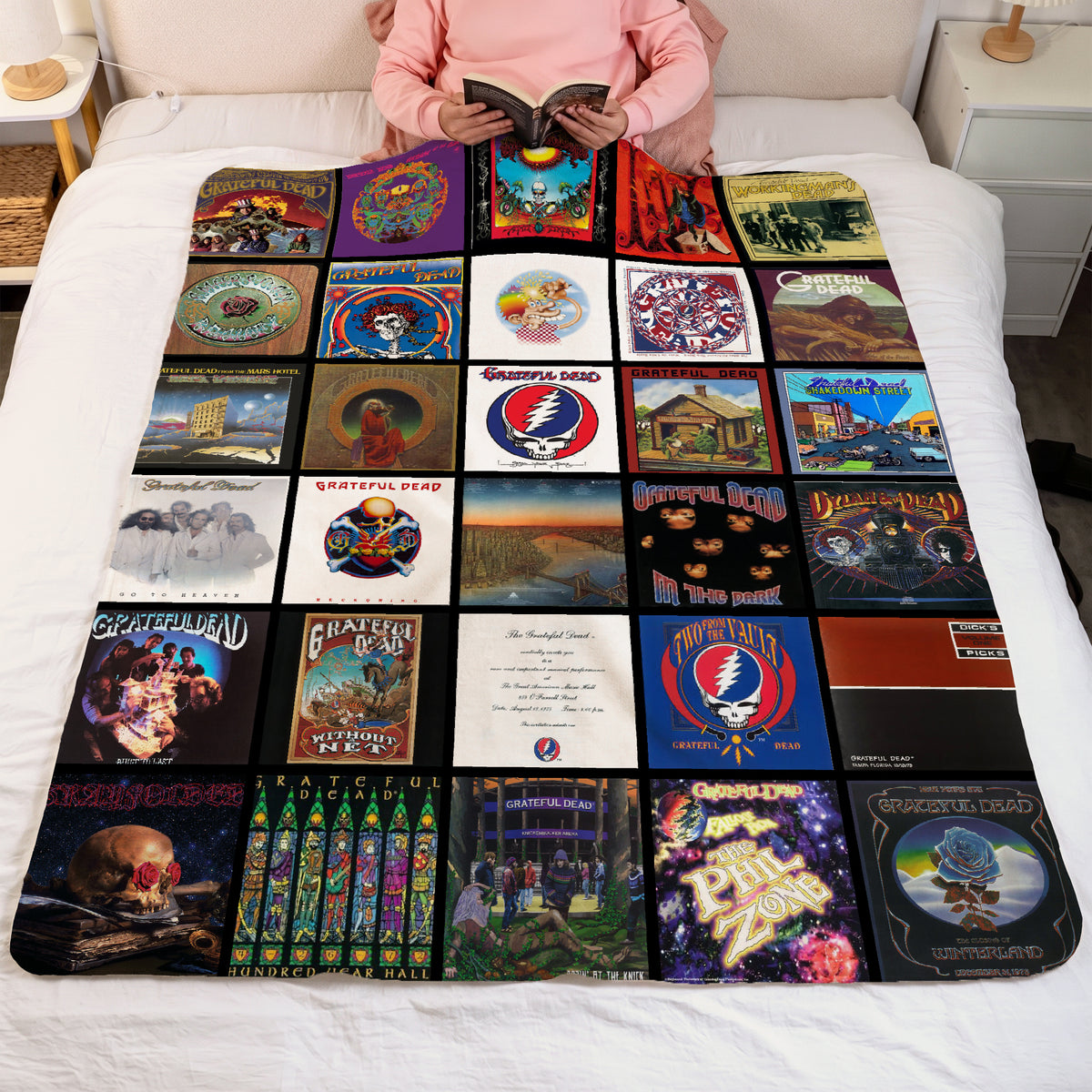 Grateful Dead Albums Collage Sherpa Blanket - Unique Gift for Music Fans