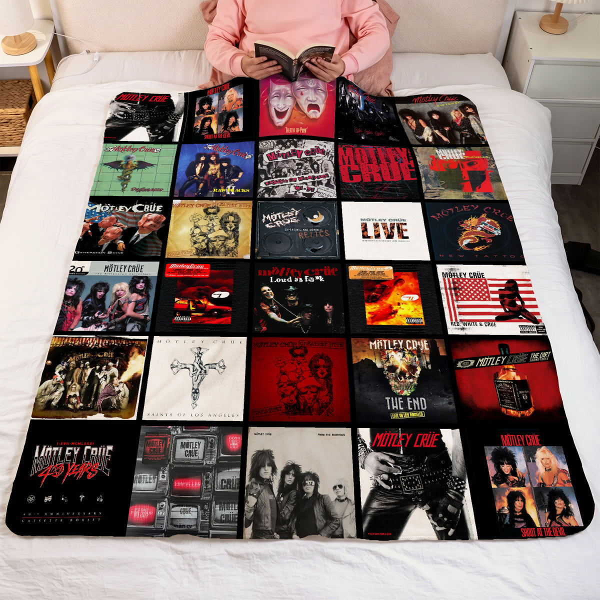 Metal Rock Band Classics Albums Collage Sherpa Blanket - Unique Gift for Music Fans