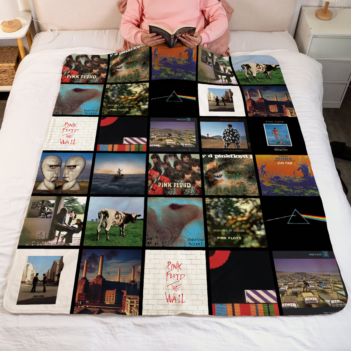 Pink Floyd Albums Collage Sherpa Blanket - Unique Gift for Music Fans