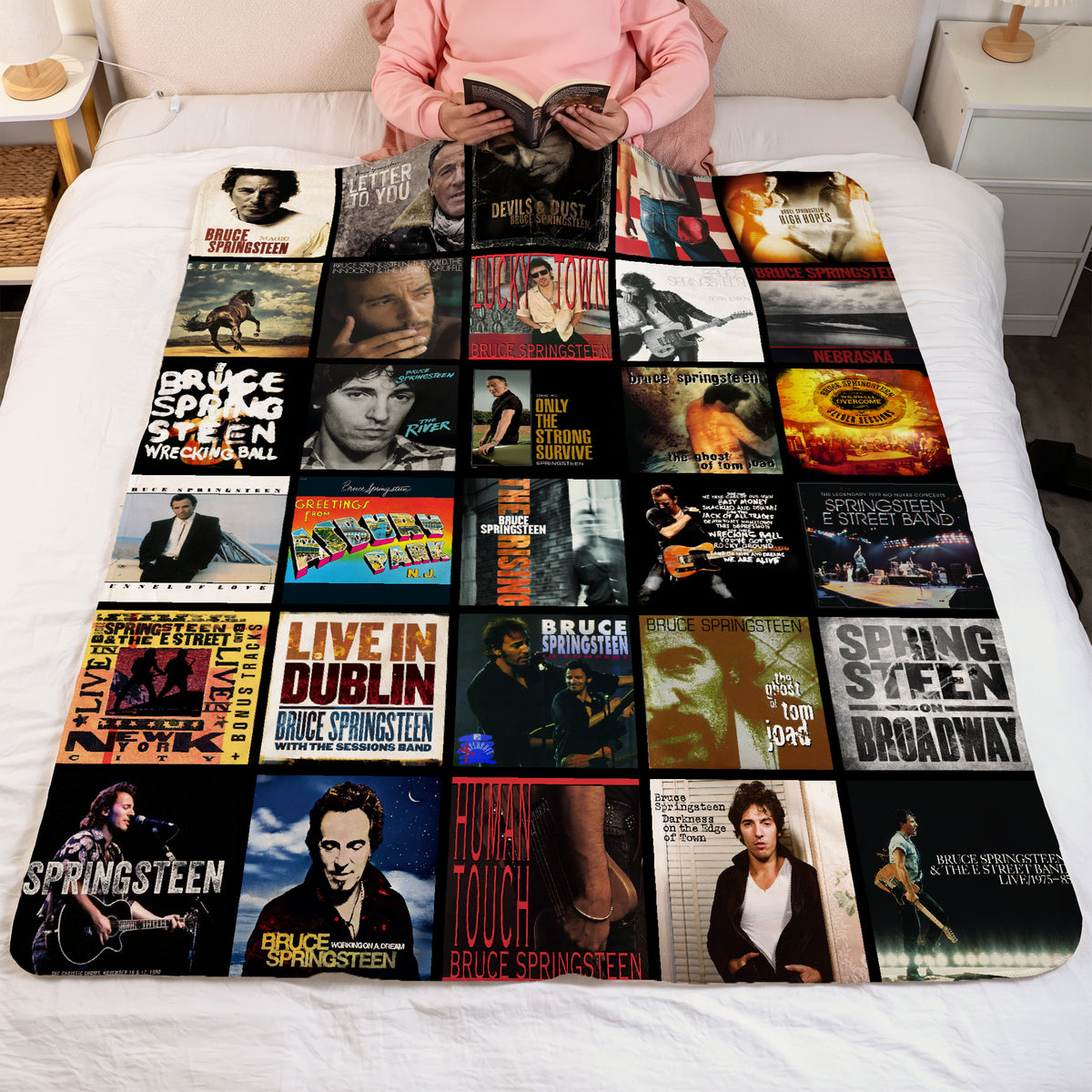 Bruce Springsteen Albums Collage Sherpa Blanket - A Warm Tribute to The Boss