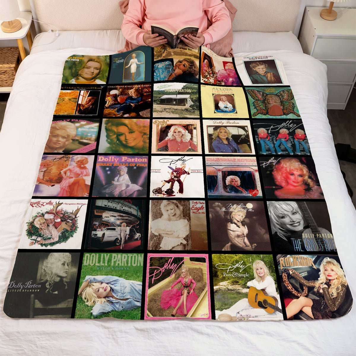 Dolly Parton Albums Collage Sherpa Blanket - Unique Gift for Music Fans