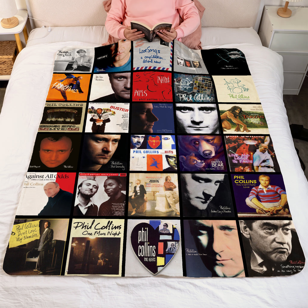 Phil Collins Albums Collage Sherpa Blanket - A Unique Christmas Find for All Fans