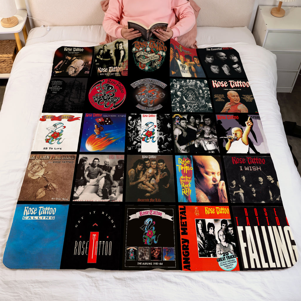 Rose Tattoo Albums Collage Sherpa Blanket - A Unique Christmas Find for All Fans