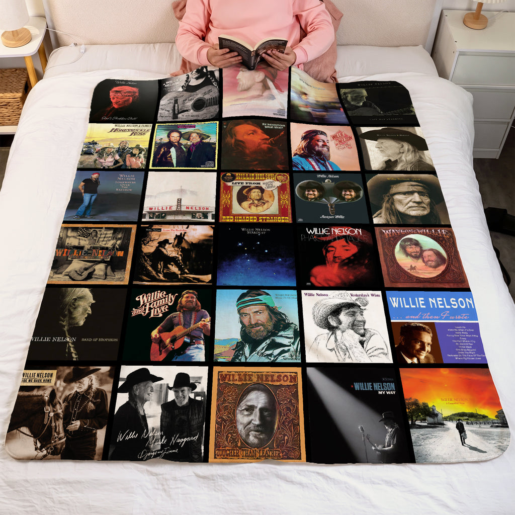 Willie Nelson Albums Collage Sherpa Blanket - A Unique Christmas Find for All Fans