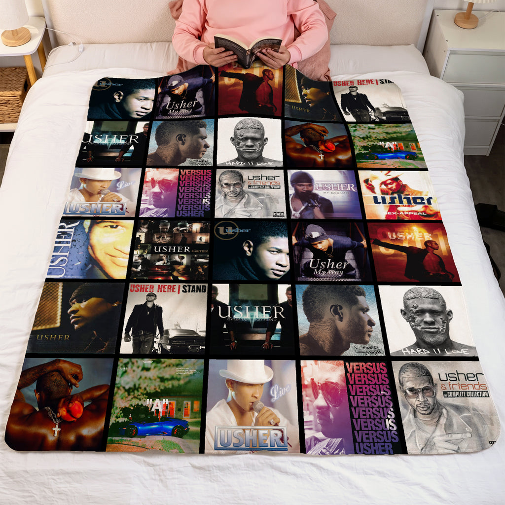 Usher Albums Collage Sherpa Blanket - A Unique Christmas Find for All Fans