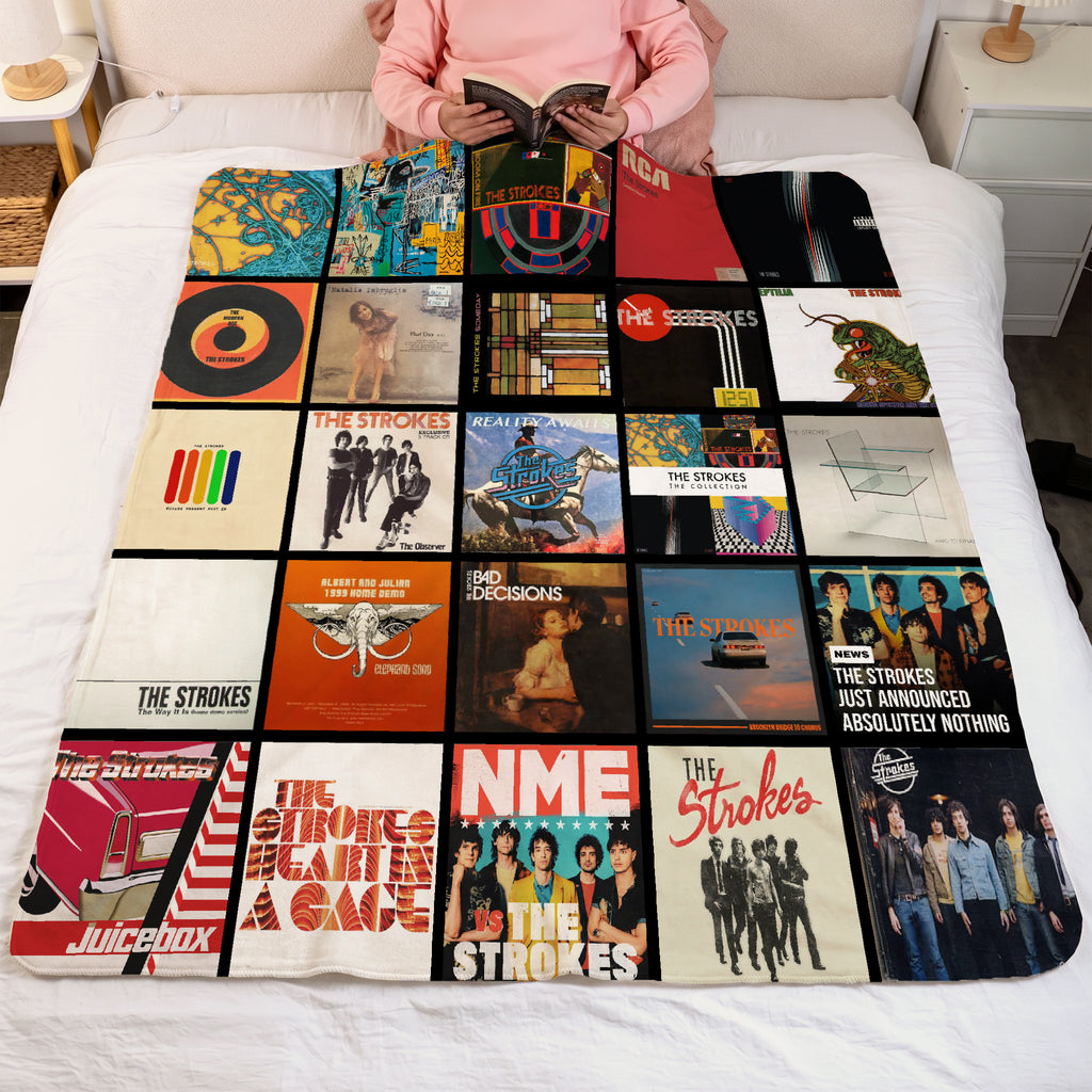 The Strokes Albums Collage Sherpa Blanket - An Indie-Rock Revival Tribute for True Fans