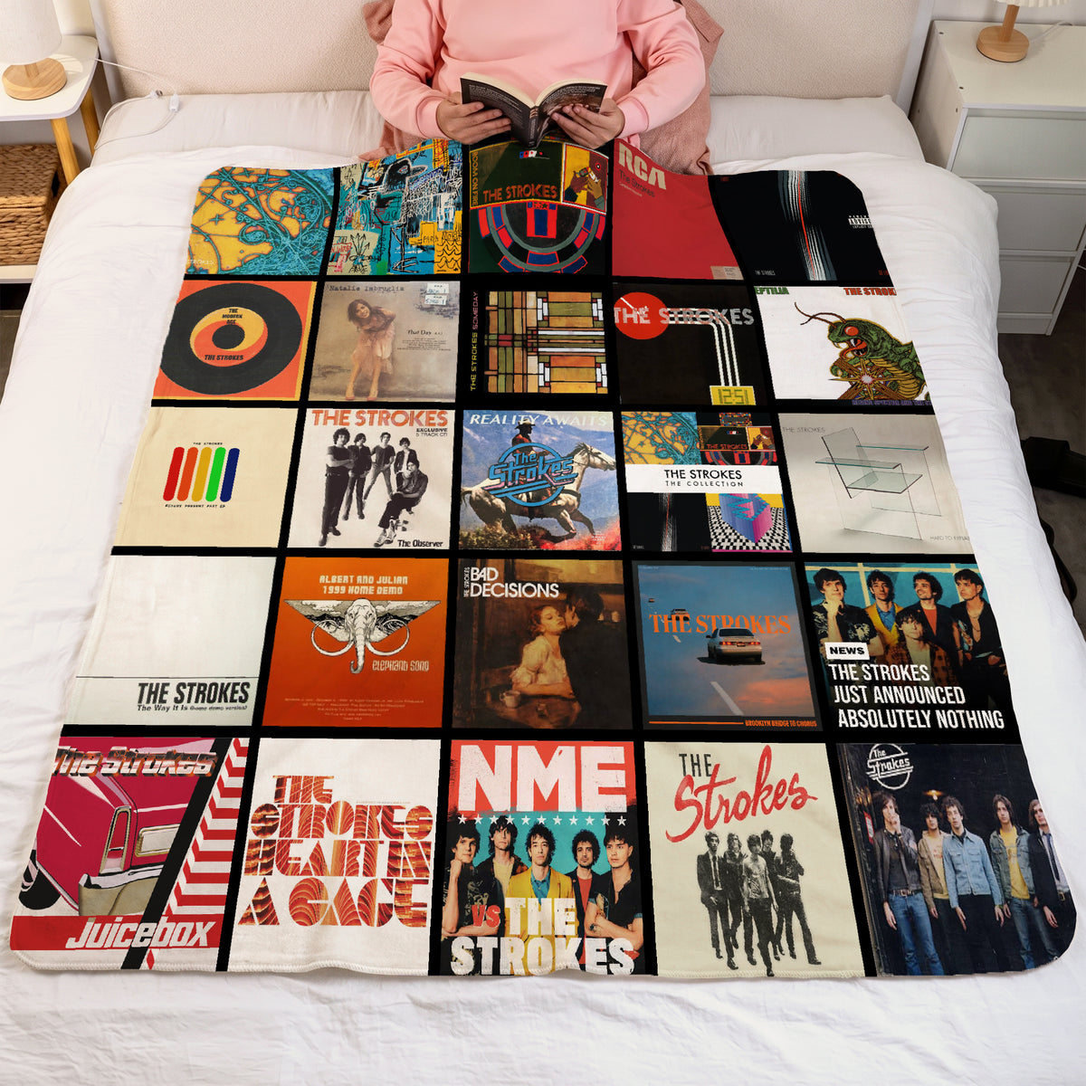 The Strokes Albums Collage Sherpa Blanket - An Indie-Rock Revival Tribute for True Fans