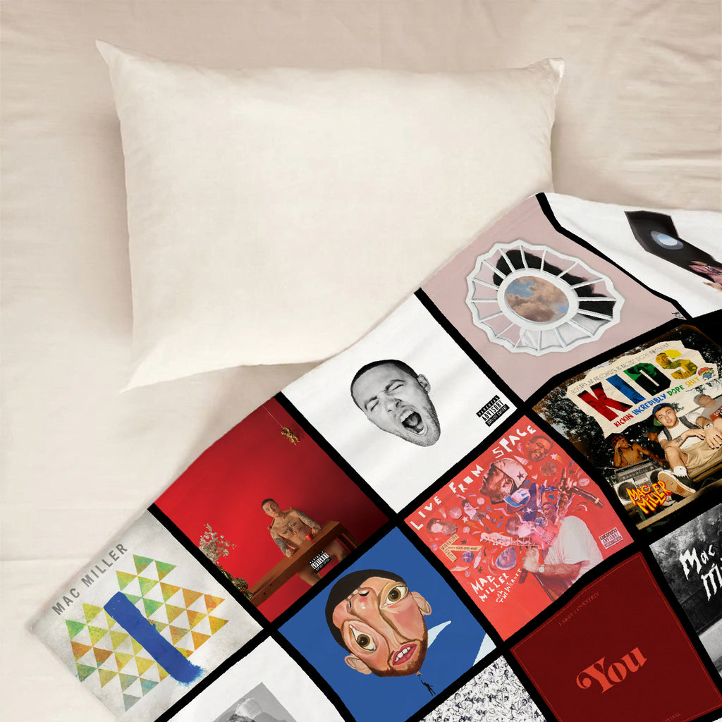 Mac Miller Albums Collage Sherpa Blanket - Unique Gift for Music Fans