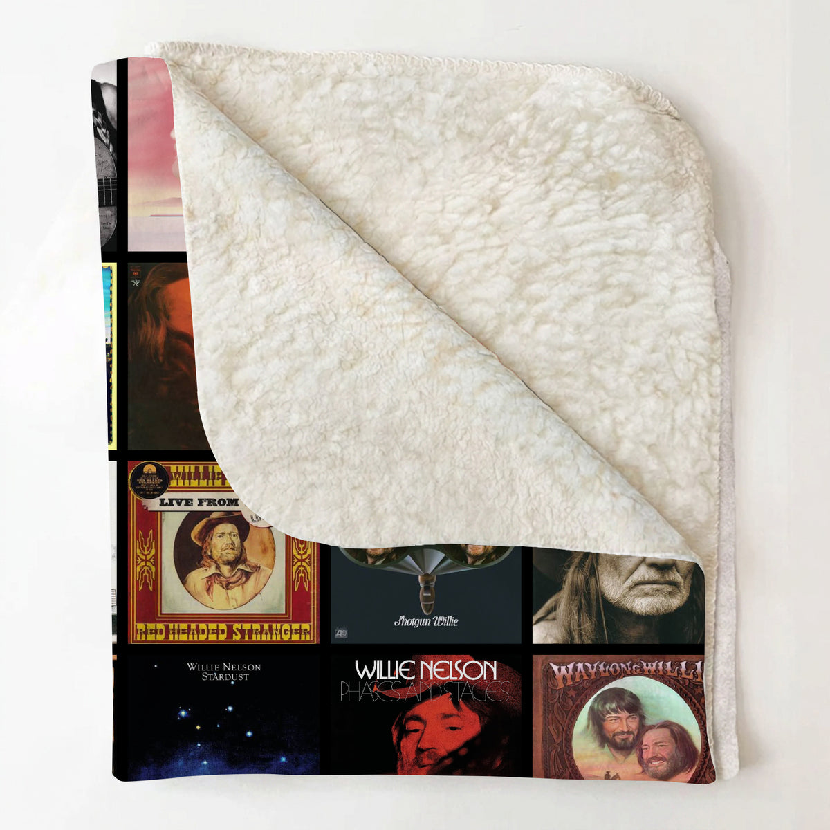 Willie Nelson Albums Collage Sherpa Blanket - A Unique Christmas Find for All Fans