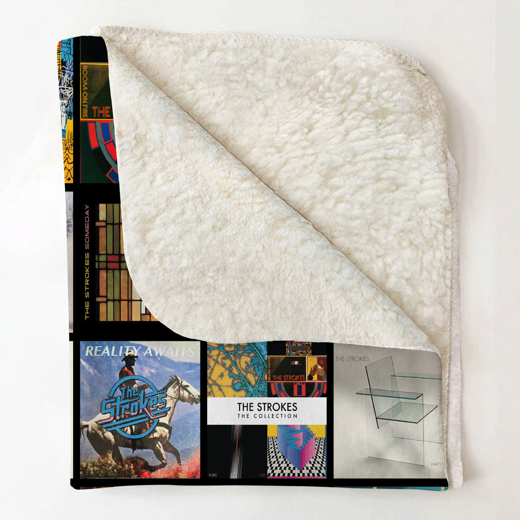 The Strokes Albums Collage Sherpa Blanket - An Indie-Rock Revival Tribute for True Fans