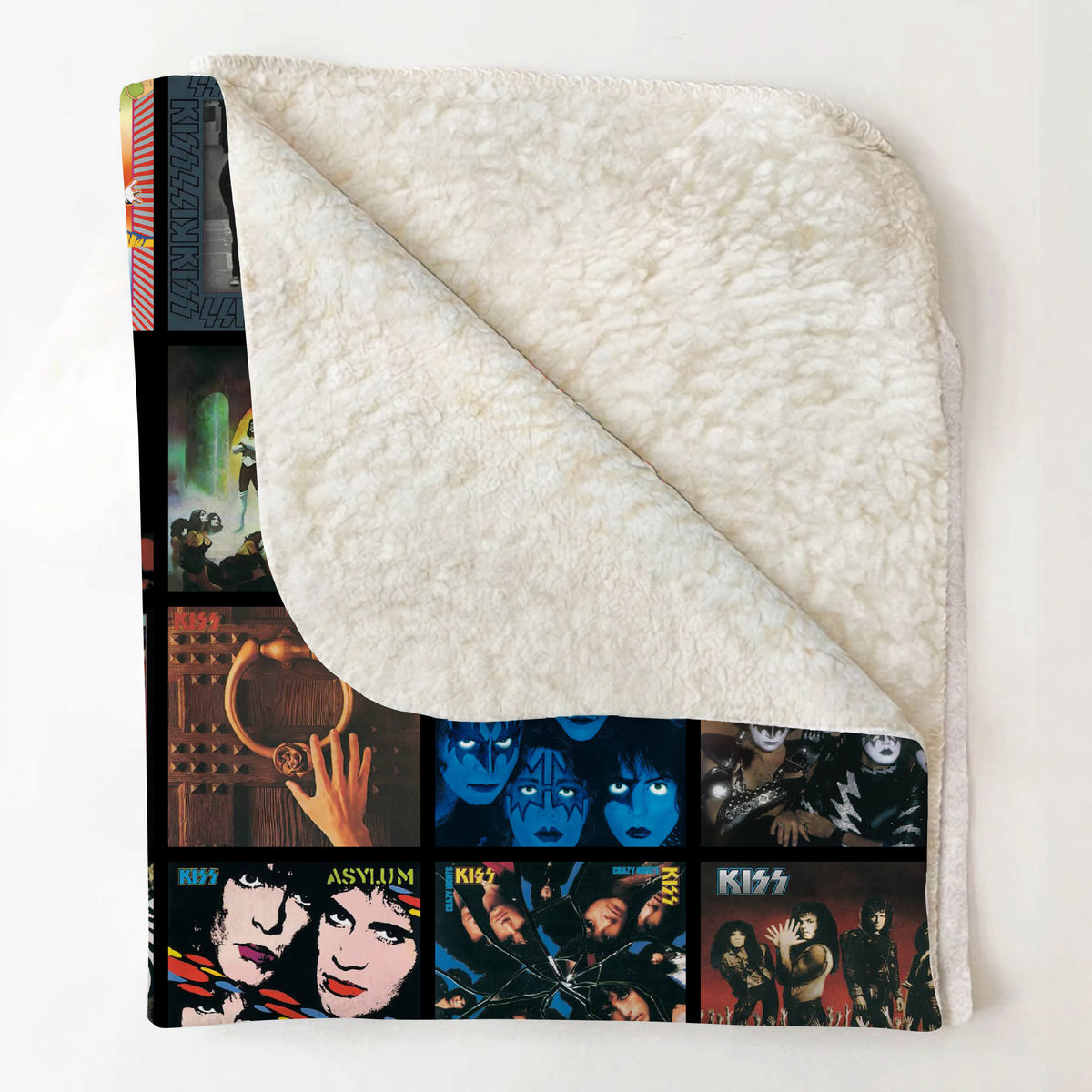 KISS Classics Albums Collage Sherpa Blanket - Unique Gift for Music Fans
