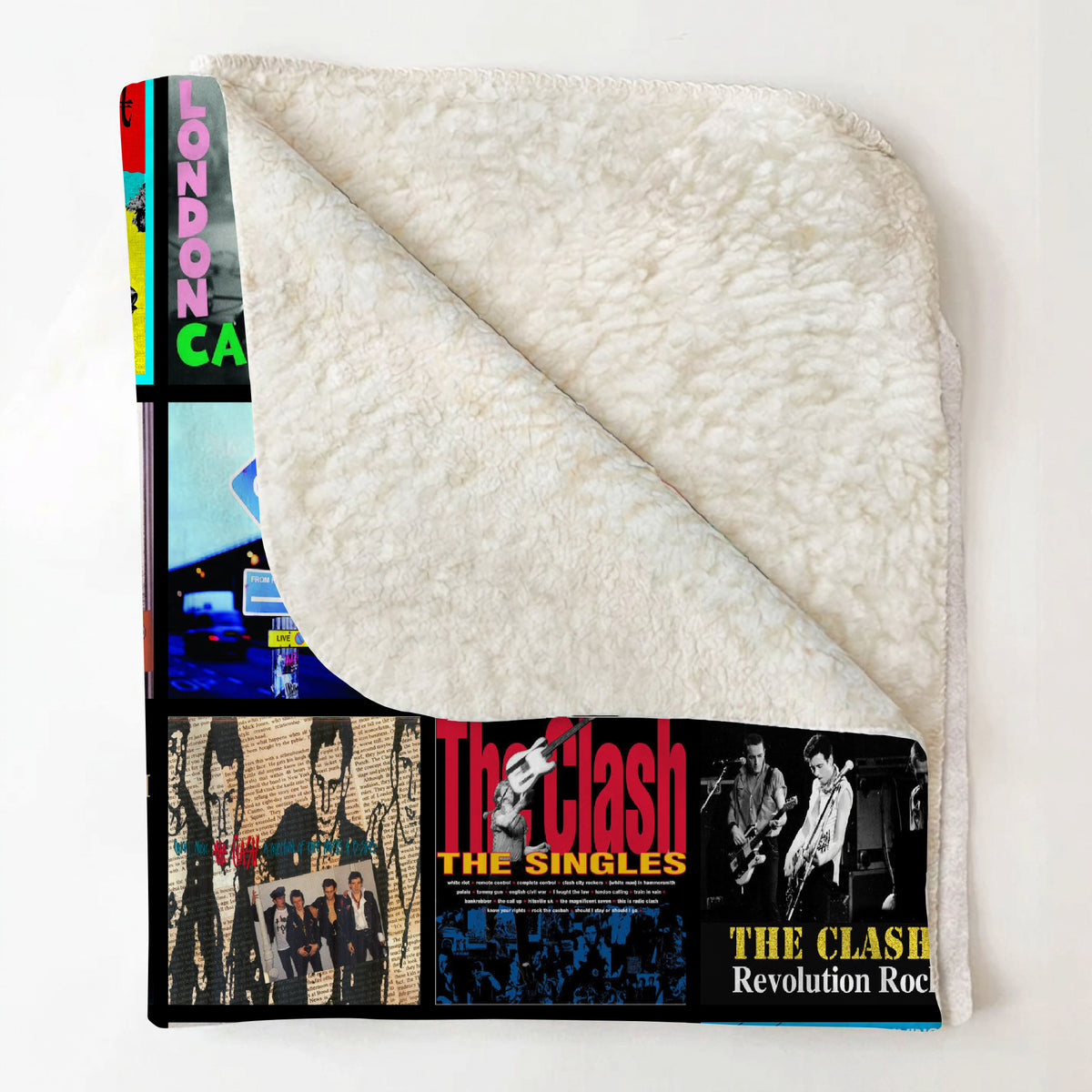 The Clash Albums Collage Sherpa Blanket - Punk Rock Warmth Wrapped in Iconic Album Art