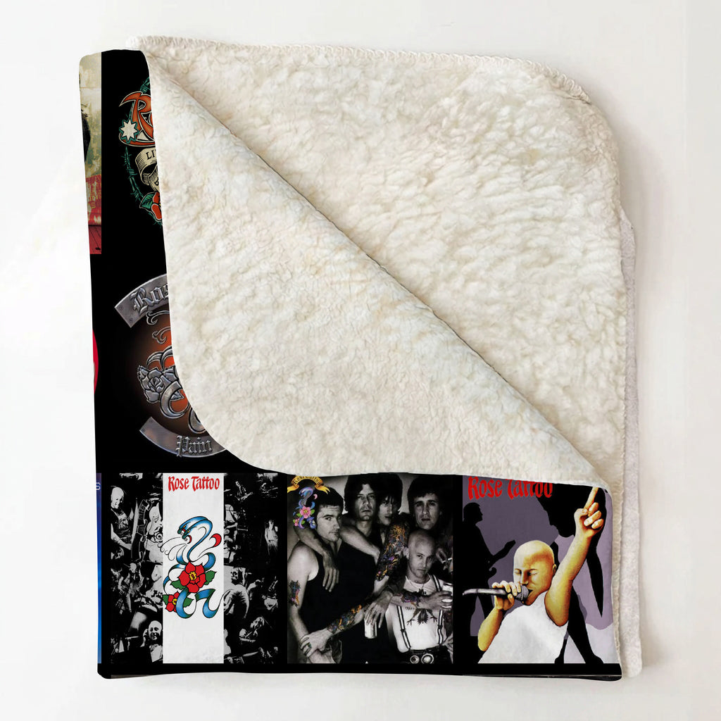 Rose Tattoo Albums Collage Sherpa Blanket - A Unique Christmas Find for All Fans