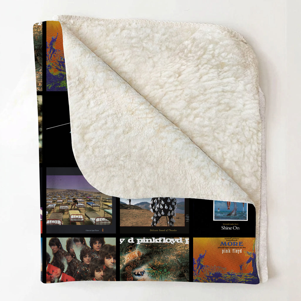 Pink Floyd Albums Collage Sherpa Blanket - Unique Gift for Music Fans