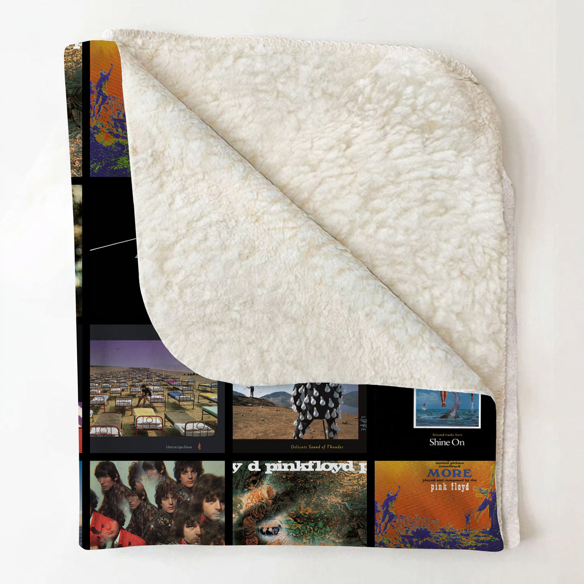 Pink Floyd Albums Collage Sherpa Blanket - Unique Gift for Music Fans