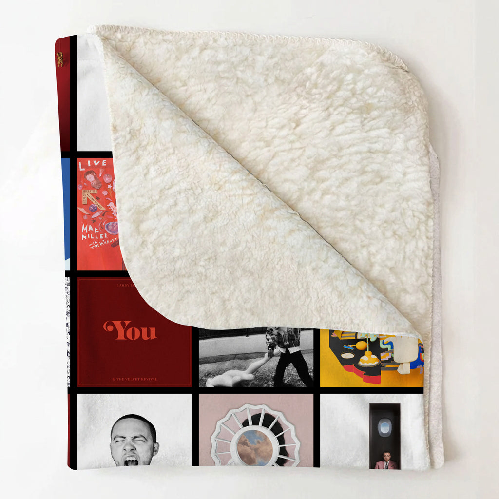 Mac Miller Albums Collage Sherpa Blanket - Unique Gift for Music Fans