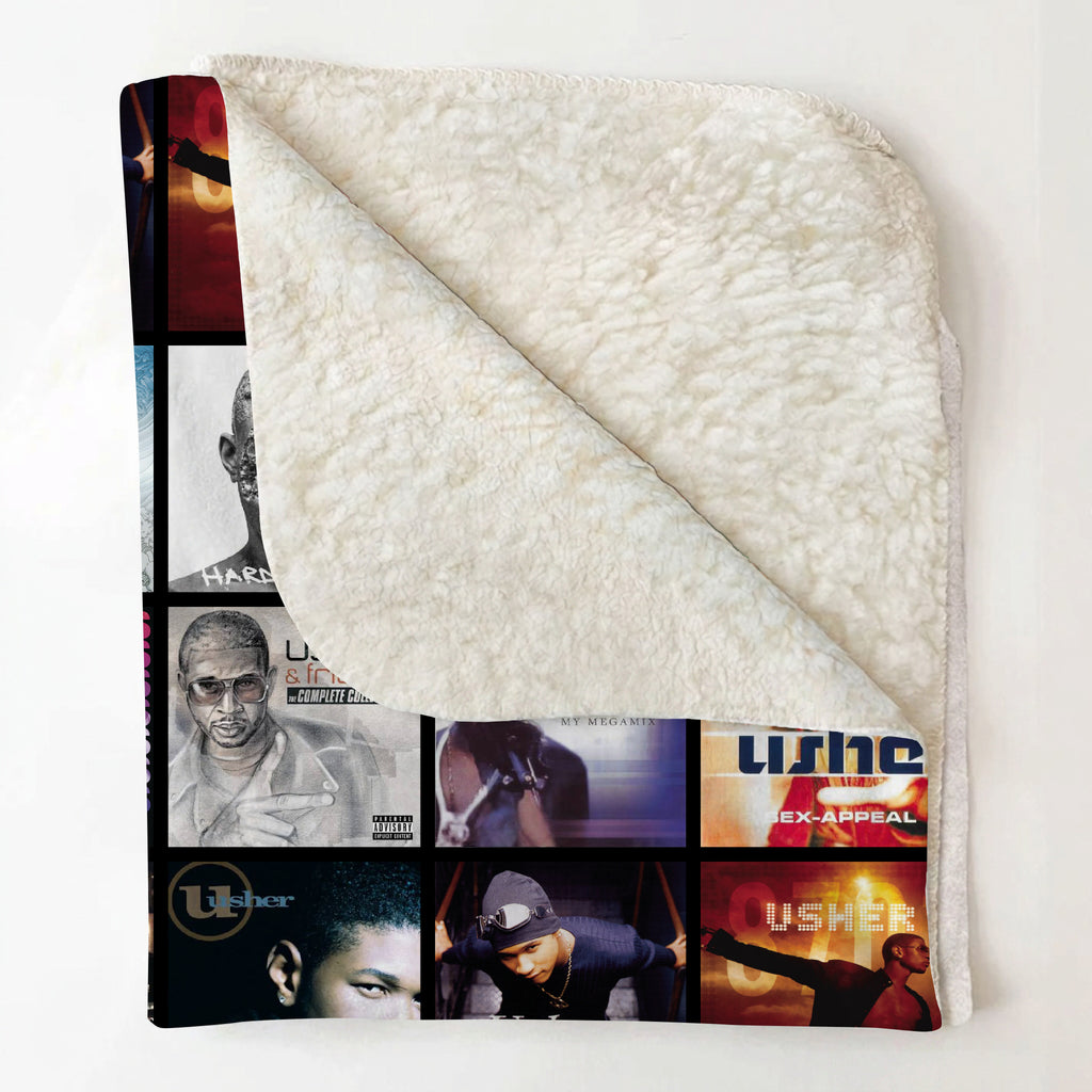 Usher Albums Collage Sherpa Blanket - A Unique Christmas Find for All Fans