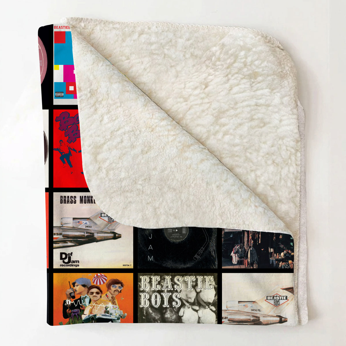 Beastie Boys Albums Collage Sherpa Blanket - Hip-Hop & Punk Fusion Warmth Wrapped in Iconic Album Art