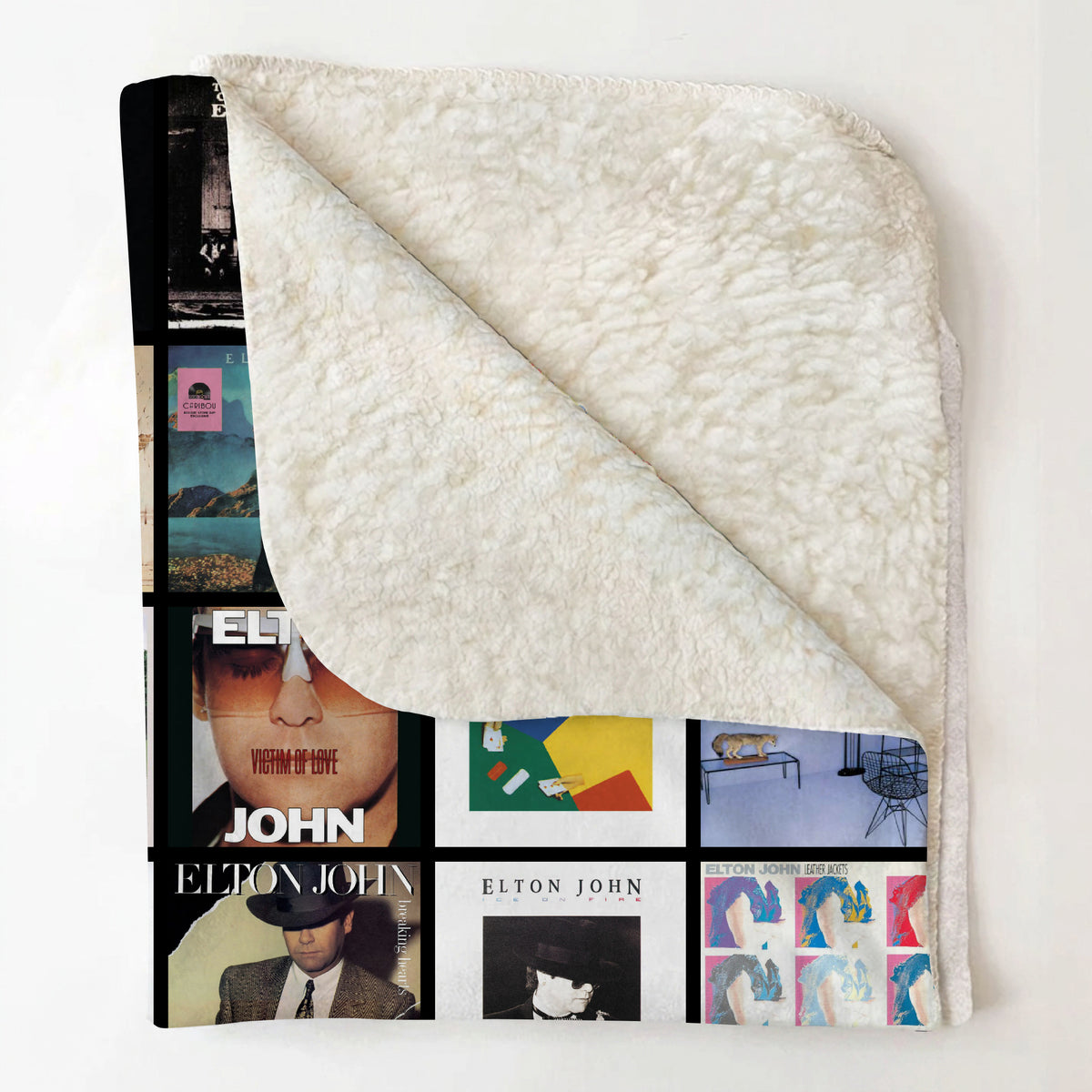 Elton John Albums Collage Sherpa Blanket - A Unique Christmas Find for All Rocket Man's Fans
