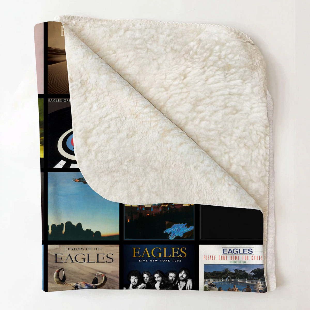 The Eagles Albums Collage Sherpa Blanket - A Unique Christmas Find for All Fans