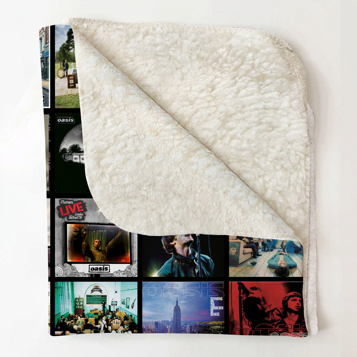 Oasis Albums Collage Sherpa Blanket - Unique Gift for Music Fans