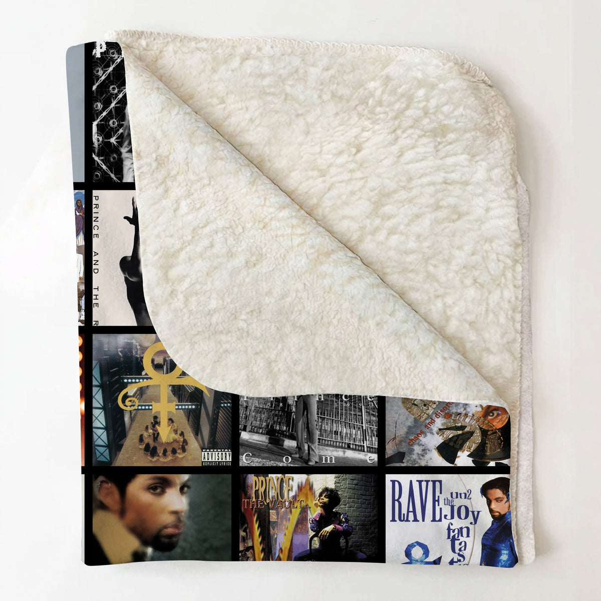 Prince Albums Collage Sherpa Blanket - Unique Gift for Music Fans
