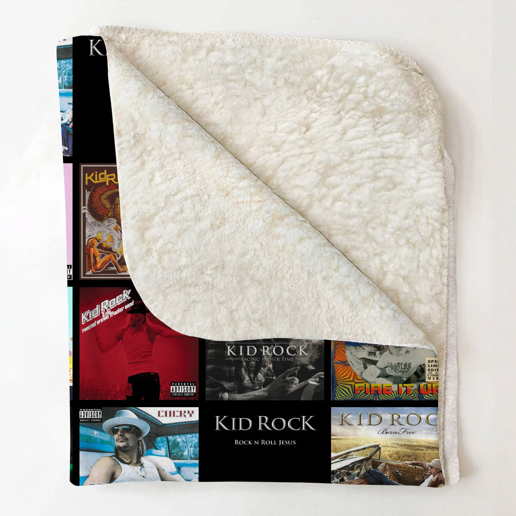Kid Rock Albums Collage Sherpa Blanket - A Unique Christmas Find for All Fans