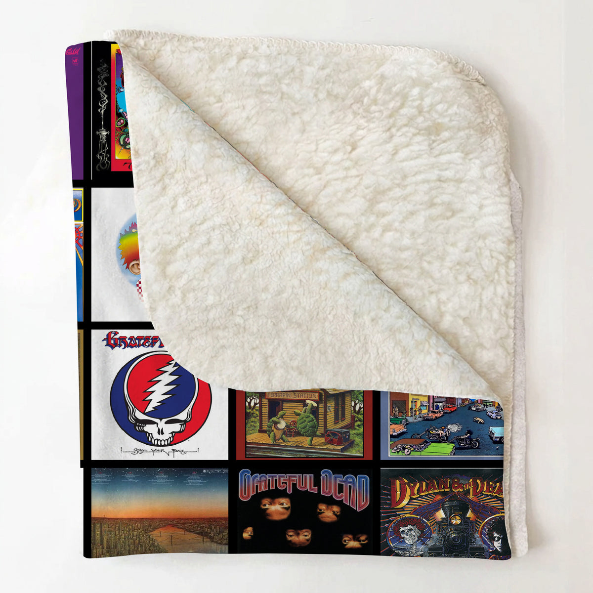 Grateful Dead Albums Collage Sherpa Blanket - Unique Gift for Music Fans