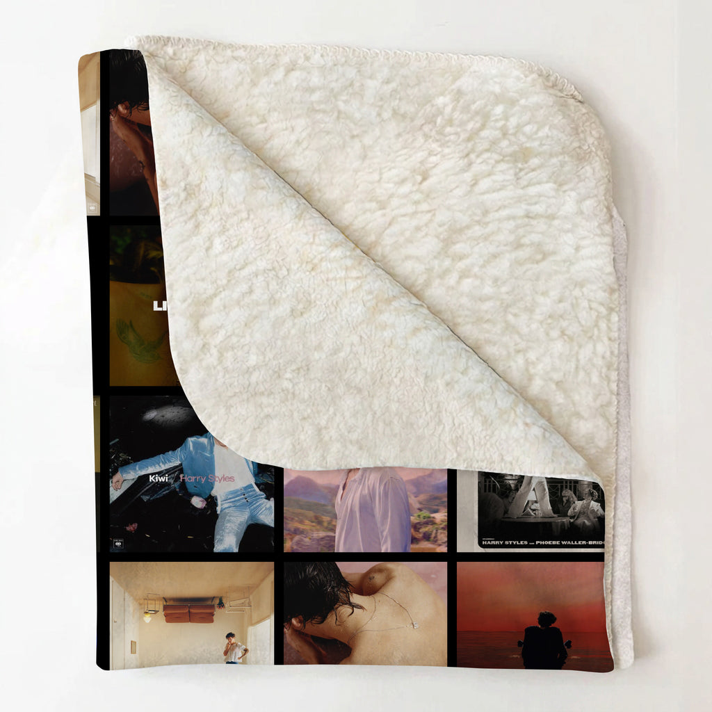 Harry Styles Albums Collage Sherpa Blanket - A Unique Christmas Find for All Fans