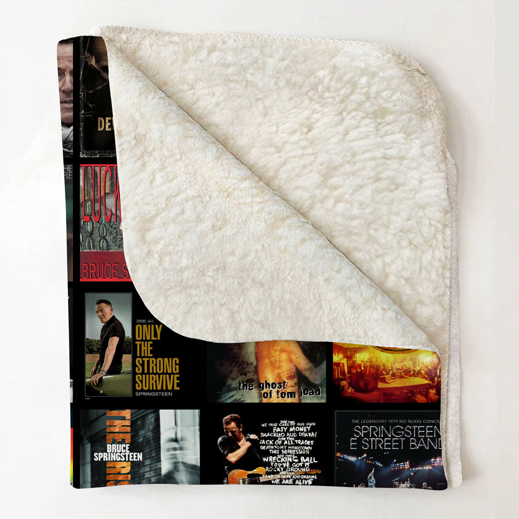 Bruce Springsteen Albums Collage Sherpa Blanket - A Warm Tribute to The Boss