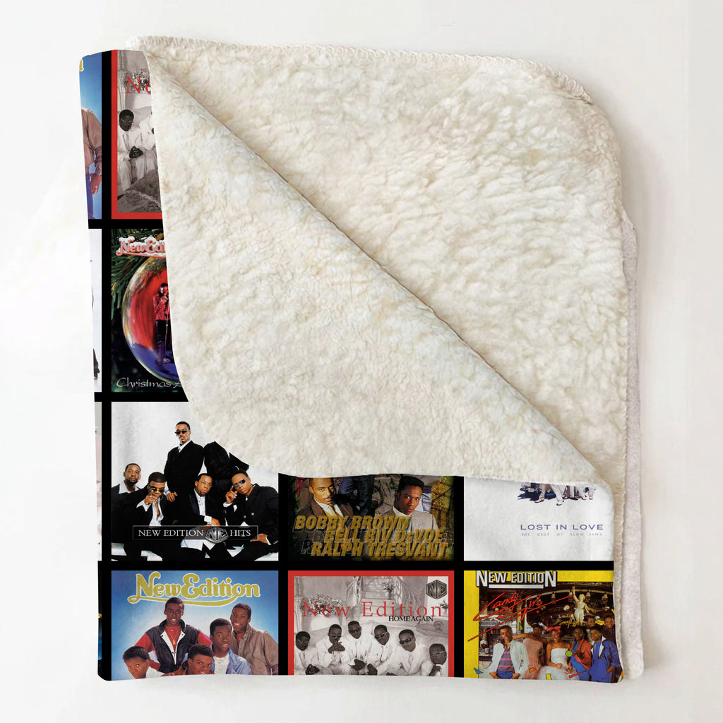 New Edition Albums Collage Sherpa Blanket - A Unique Christmas Find for All Fans