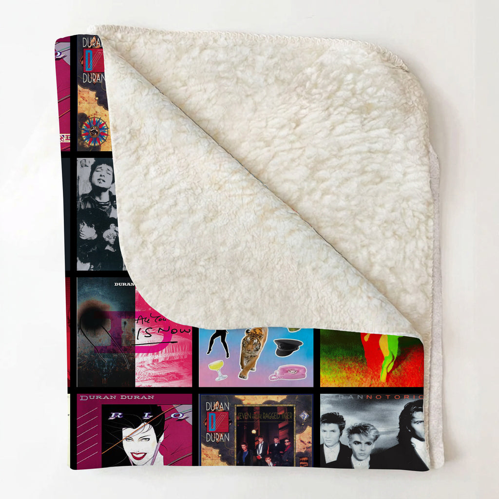 Duran Duran Albums Collage Sherpa Blanket - Unique Gift for Music Fans