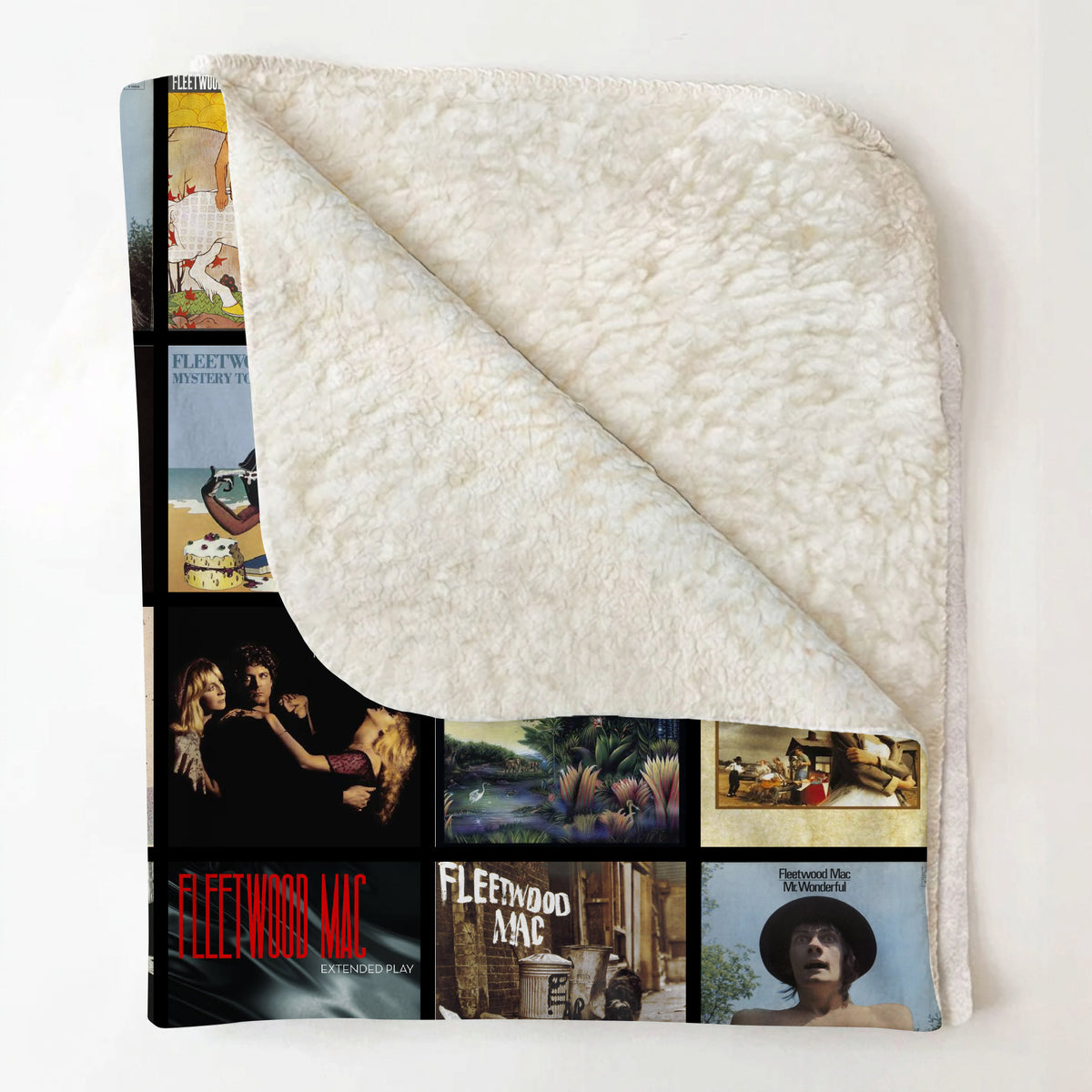 Fleetwood Mac Albums Collage Sherpa Blanket - Unique Gift for Music Fans
