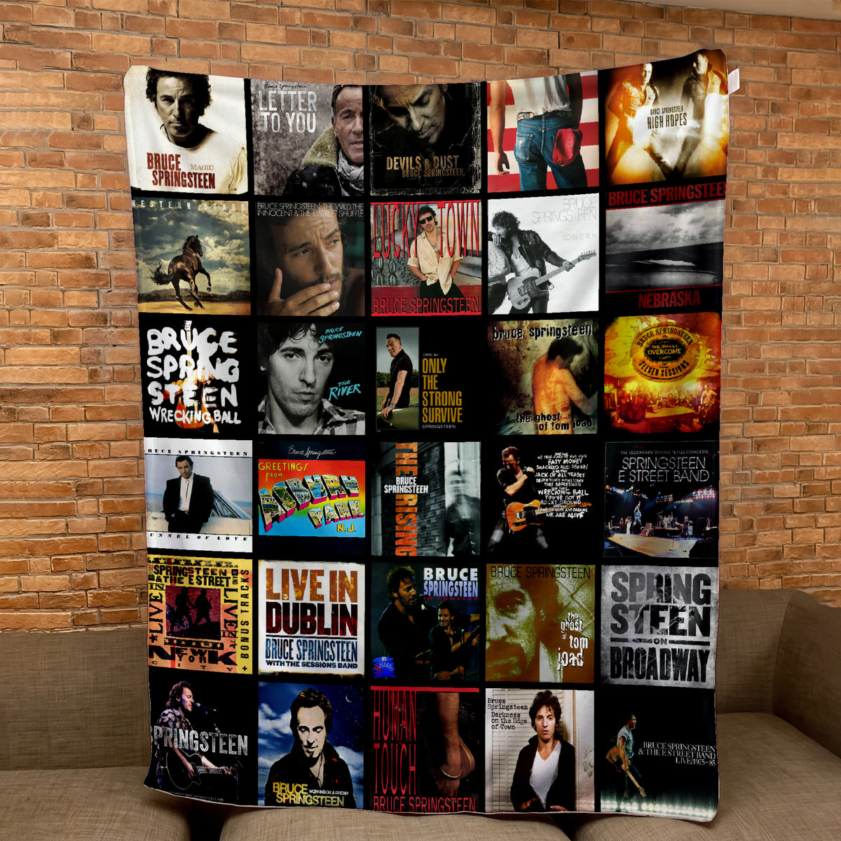 Bruce Springsteen Albums Collage Sherpa Blanket - A Warm Tribute to The Boss
