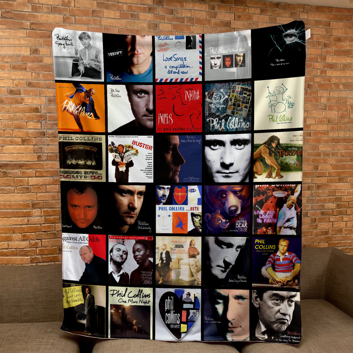 Phil Collins Albums Collage Sherpa Blanket - A Unique Christmas Find for All Fans