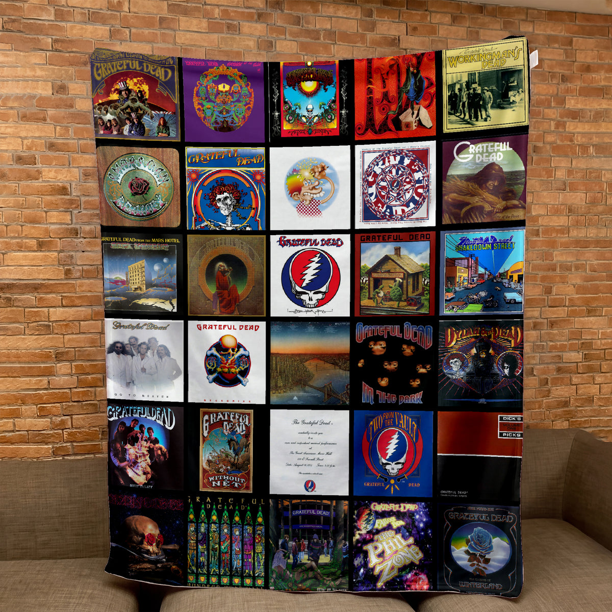 Grateful Dead Albums Collage Sherpa Blanket - Unique Gift for Music Fans