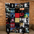 Billy Joel Albums Collage Sherpa Blanket - A Warm Tribute to the Piano Man's Greatest Eras