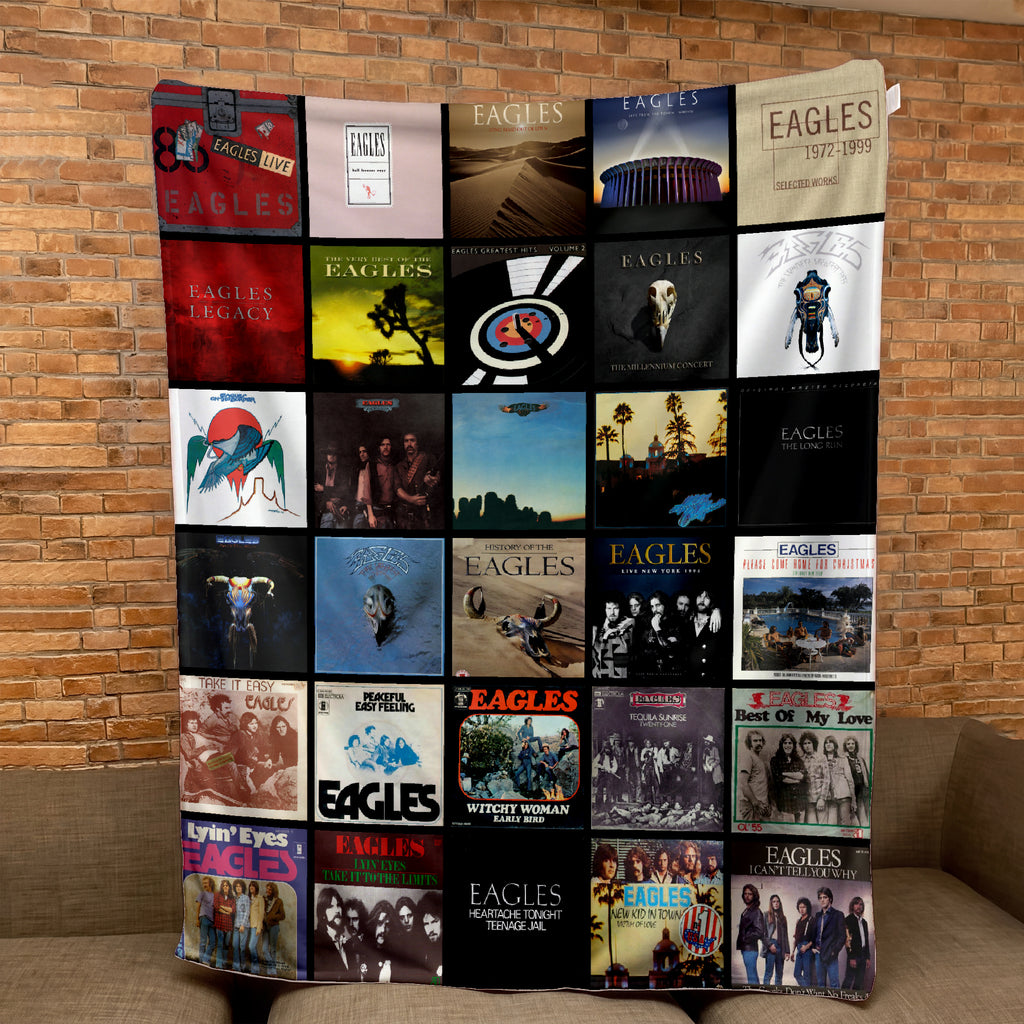 The Eagles Albums Collage Sherpa Blanket - A Unique Christmas Find for All Fans