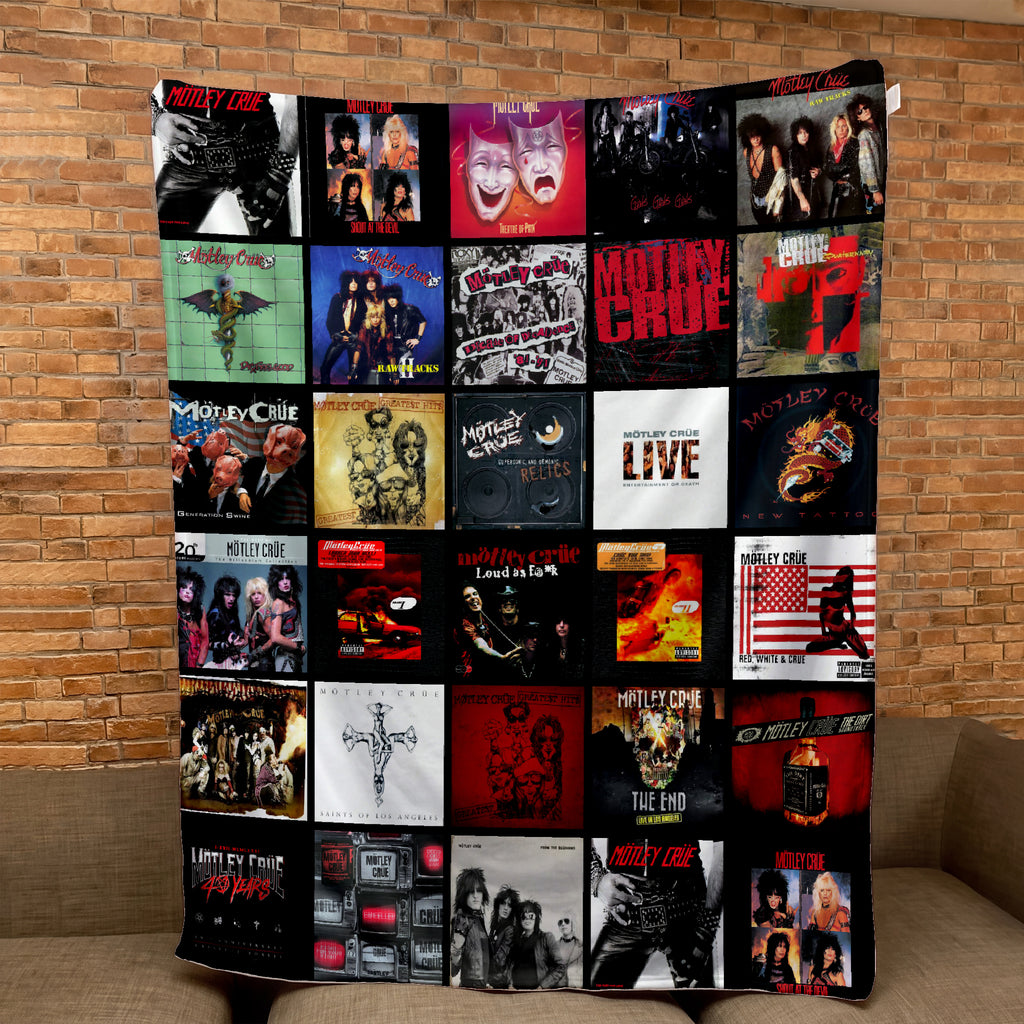 Metal Rock Band Classics Albums Collage Sherpa Blanket - Unique Gift for Music Fans