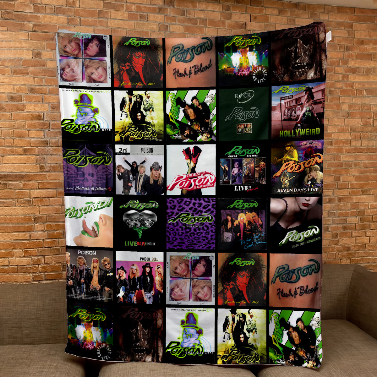 Poison Classics Albums Collage Sherpa Blanket - Unique Gift for Music Fans