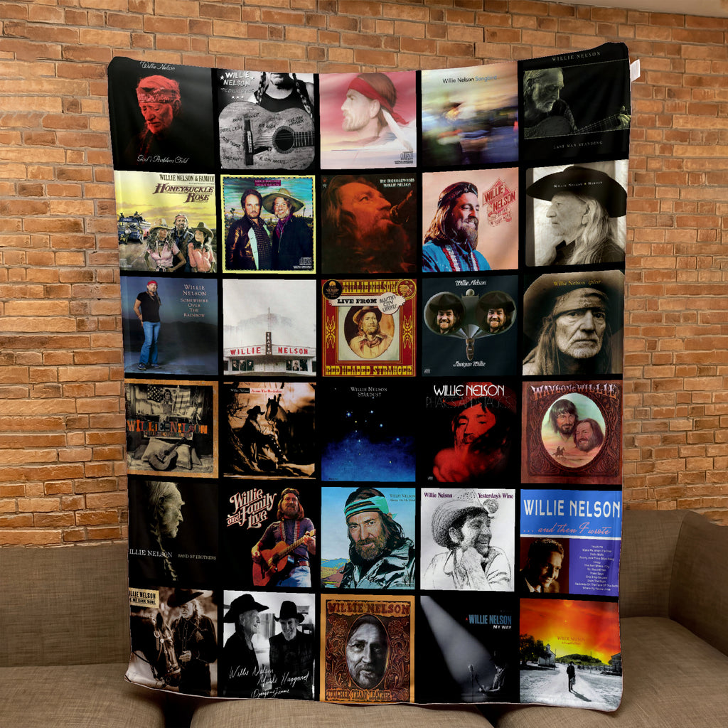 Willie Nelson Albums Collage Sherpa Blanket - A Unique Christmas Find for All Fans